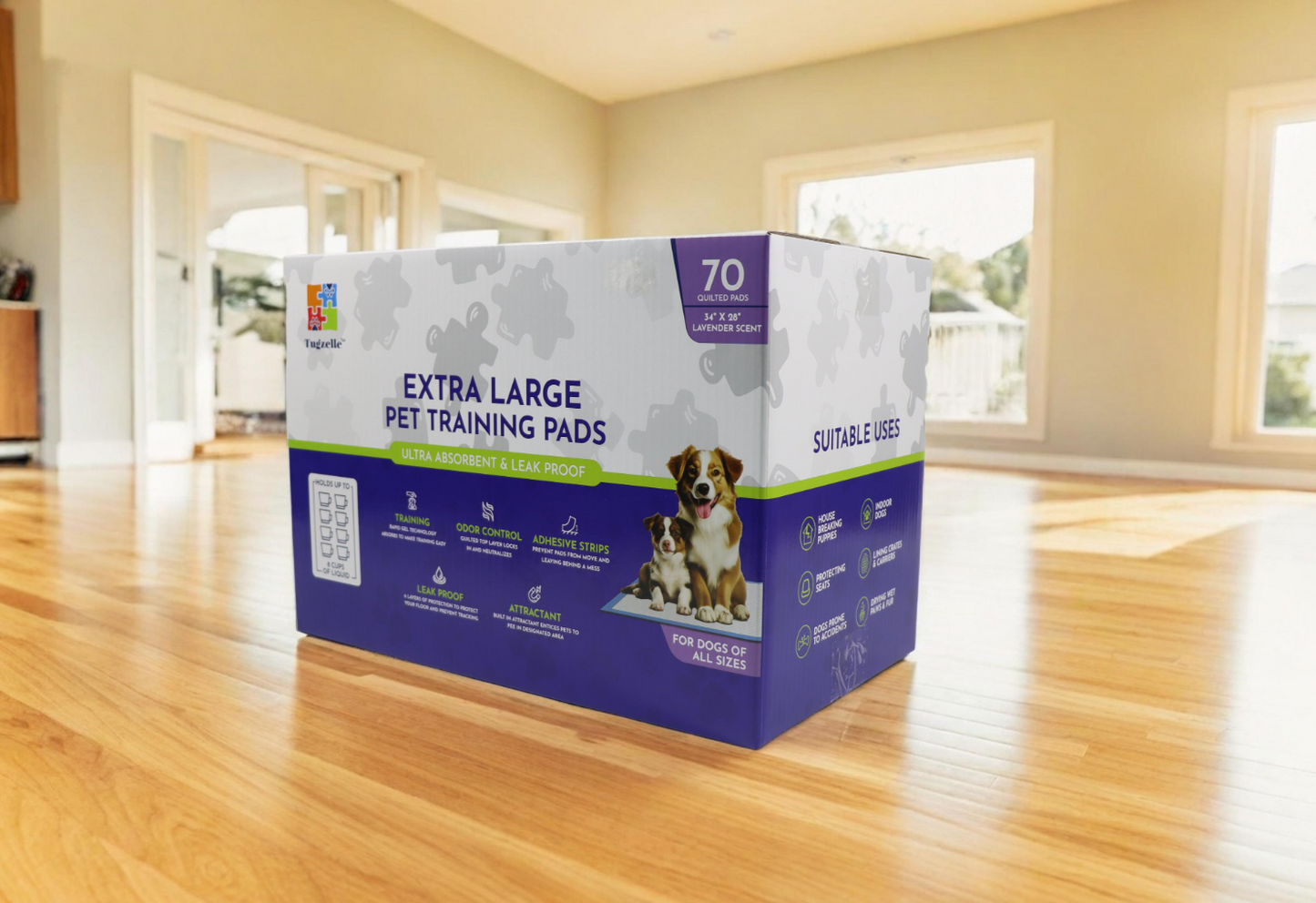 XL Lavender Dog Training Pads – Ultra Absorbent, Leak-Proof, 70 Count